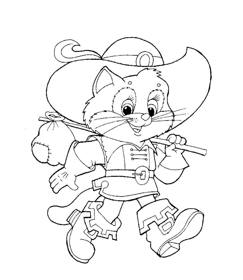 Раскраска кот в сапогах Арли Пьеро