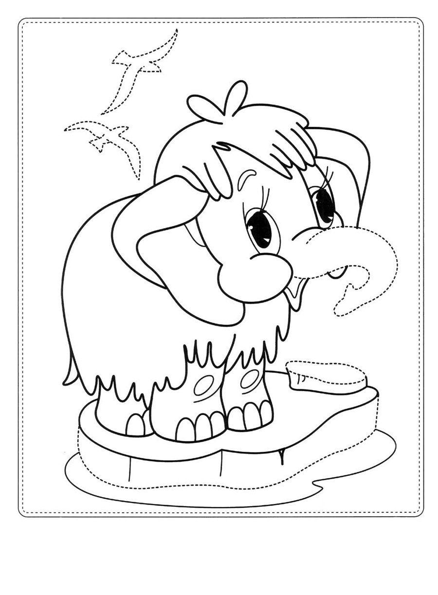 Мамонтенок раскраска