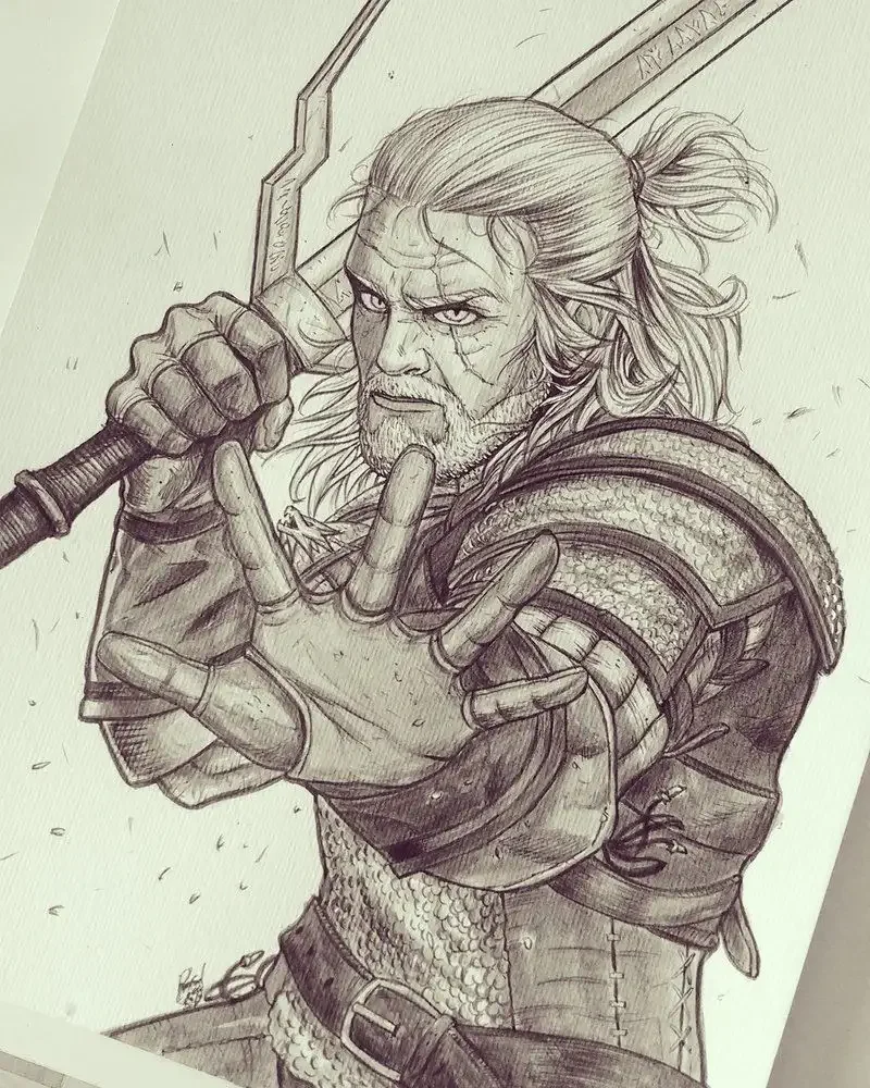 Геральд Ведьмак карандашом