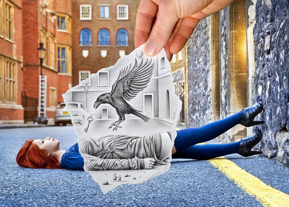 Бен Хайне карандаш против камеры