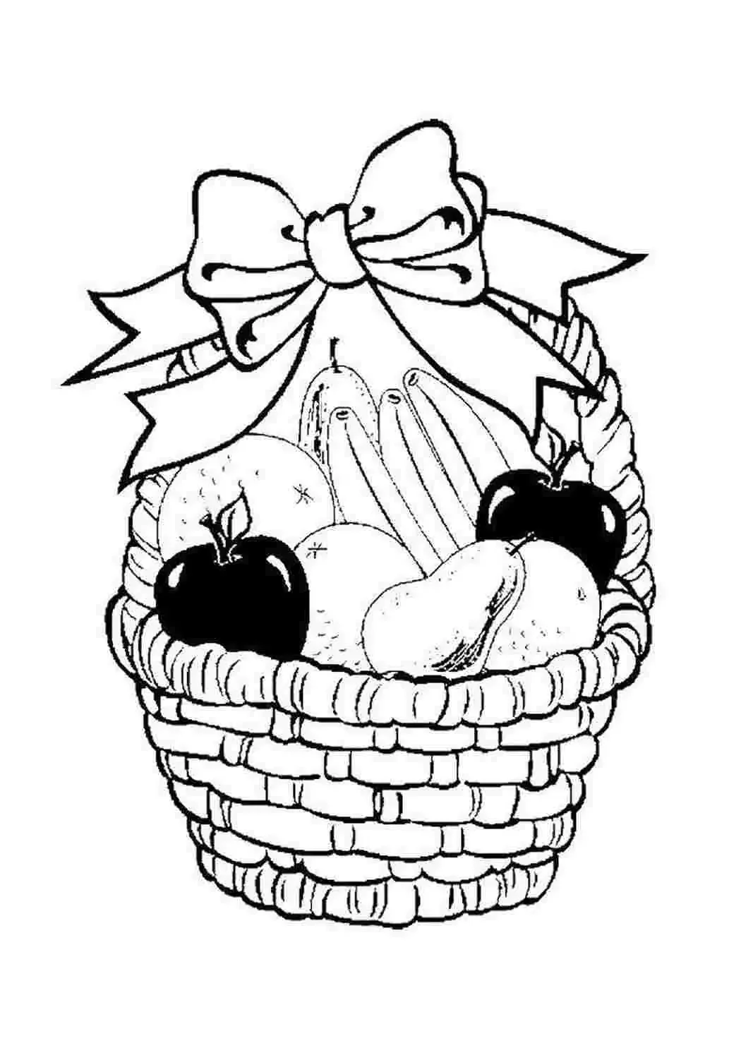 Корзинка с фруктами контур