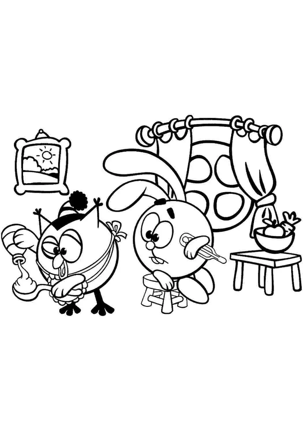 Смешарики Лабиринт раскраска