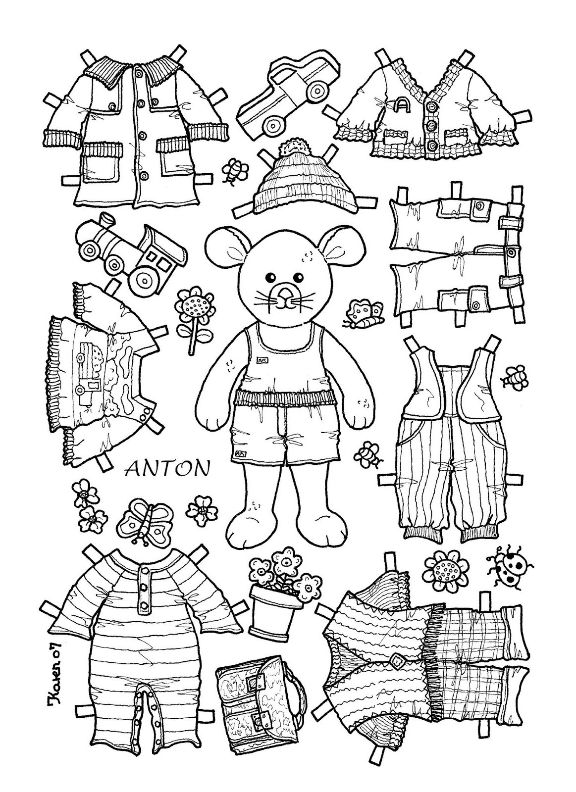 Бумажные животные с одеждой