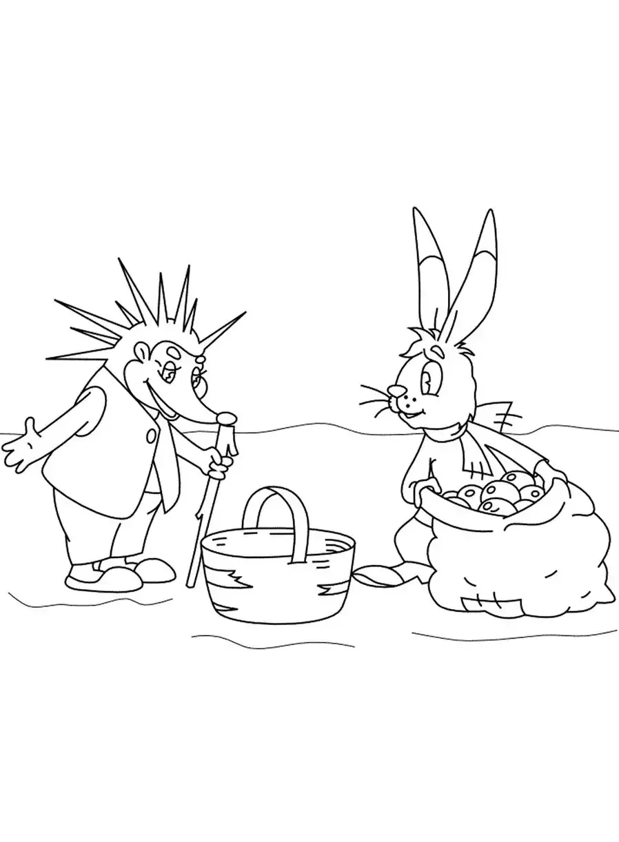 Раскраска мешок яблок Сутеев