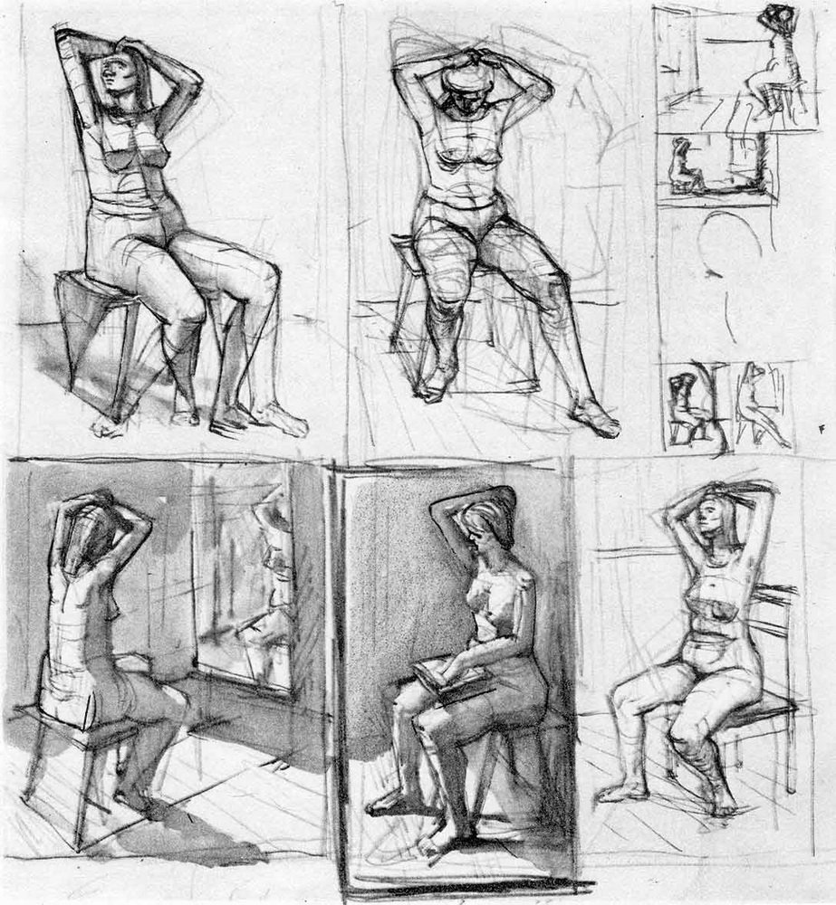 Анатомические зарисовки фигуры человека