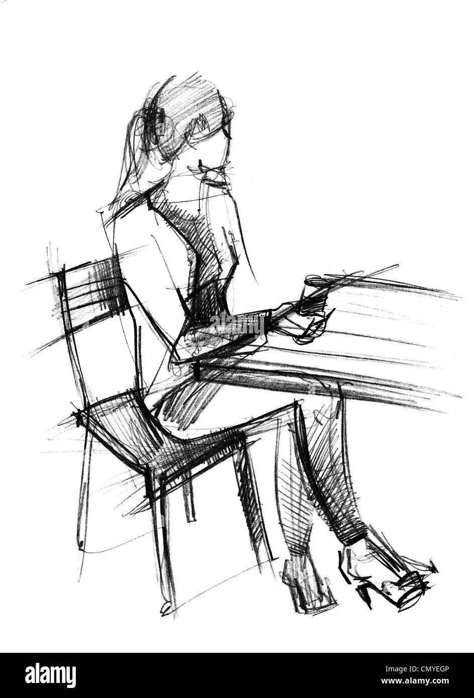 Набросок сидящего мальчика