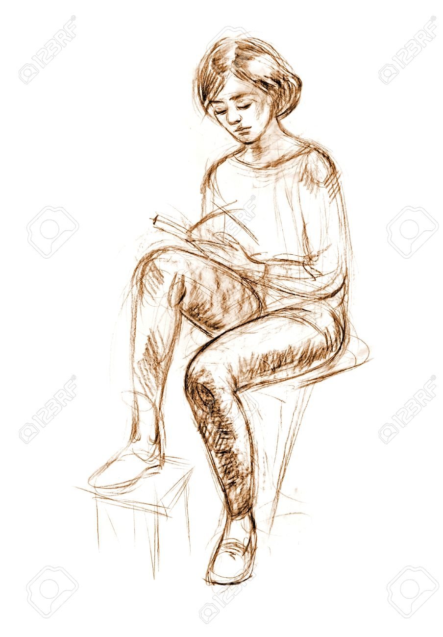 Сидящий мужчина Наброски