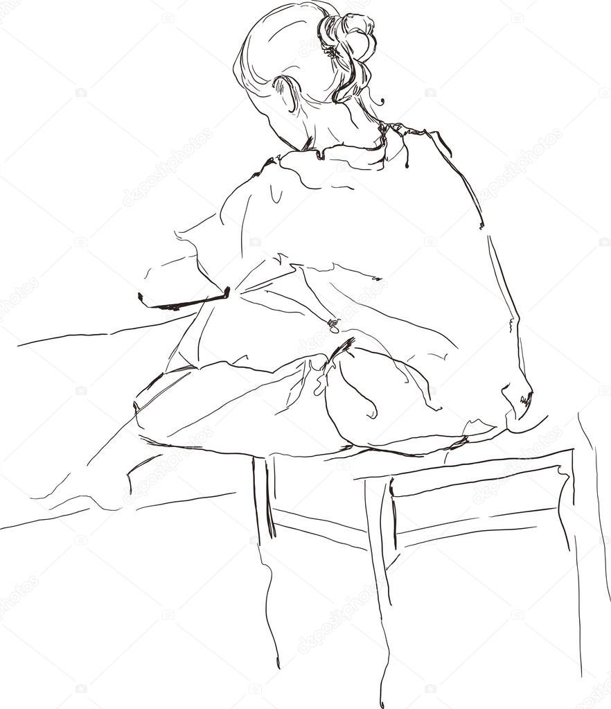 Эскиз человека за столом