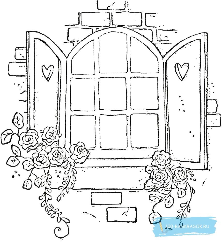 Дом с окнами раскраска