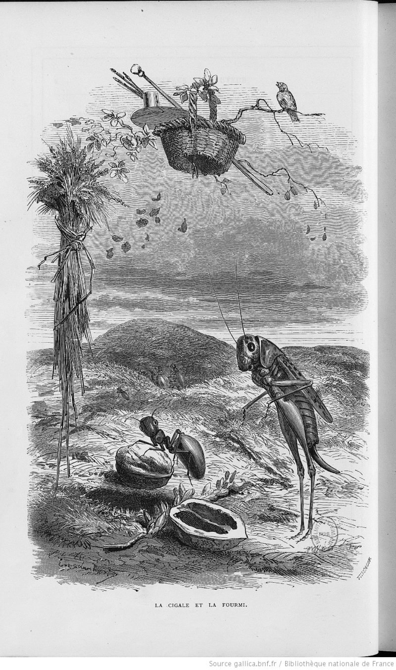 Лафонтен цикада и муравей