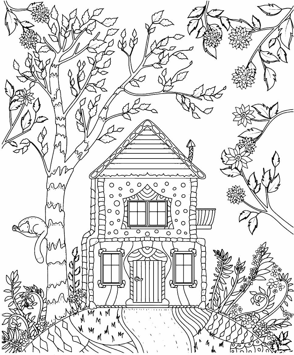 Дом гриб раскраска