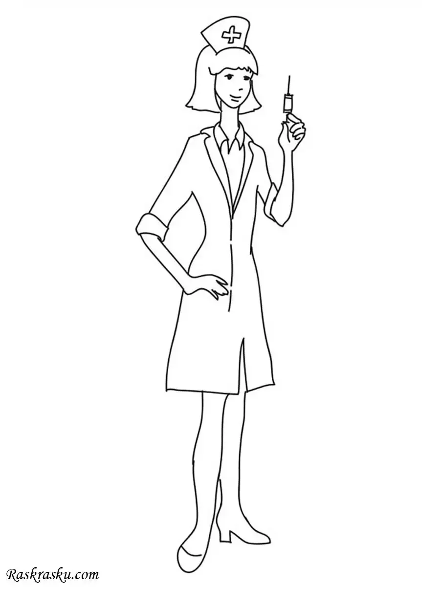 Раскраска медсестра для детей