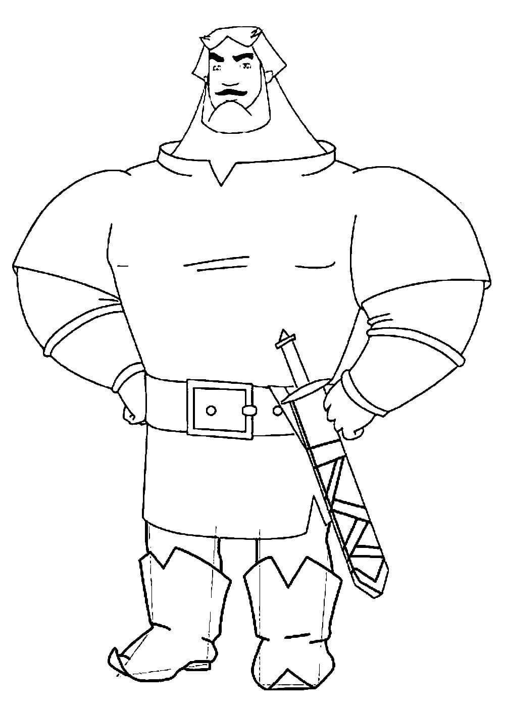 Разукрашка Илья Муромец богатырь