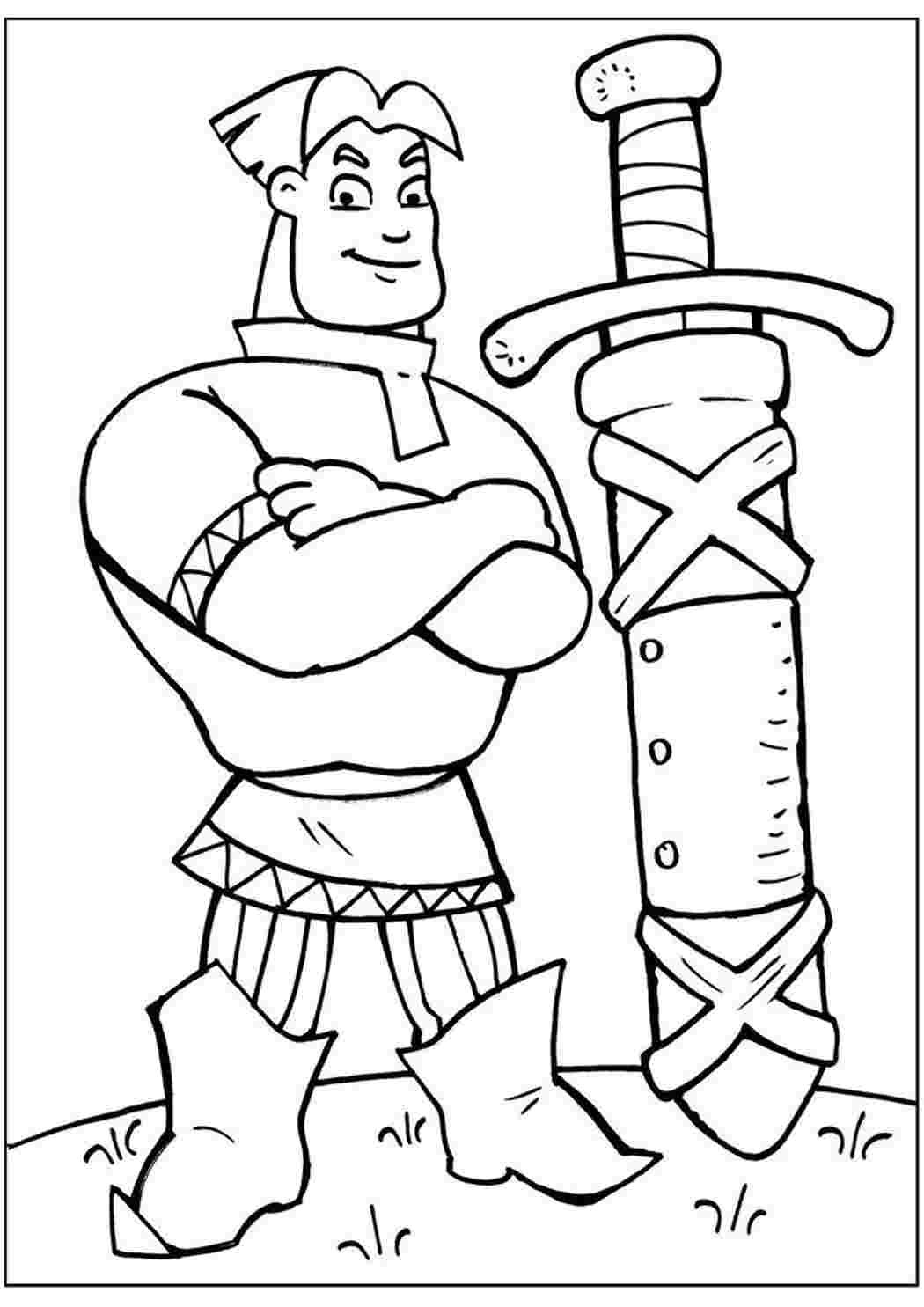 Раскраска богатырь Илья Муромец