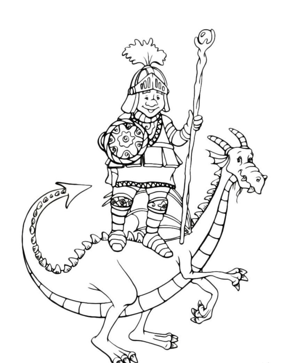 Раскраска богатырь Добрыня Никитич