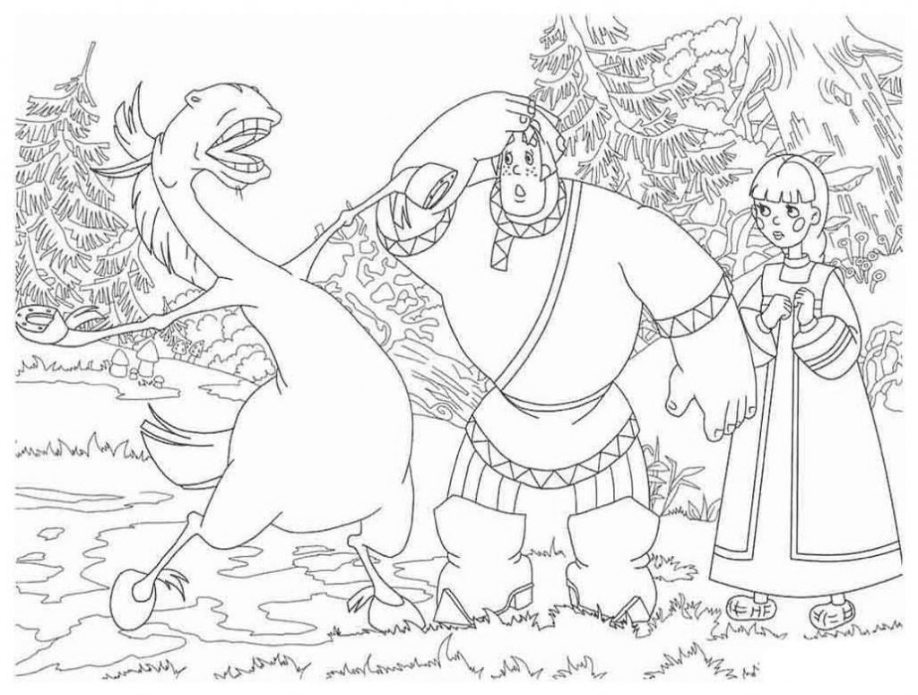 Раскраска богатырь Добрыня Никитич