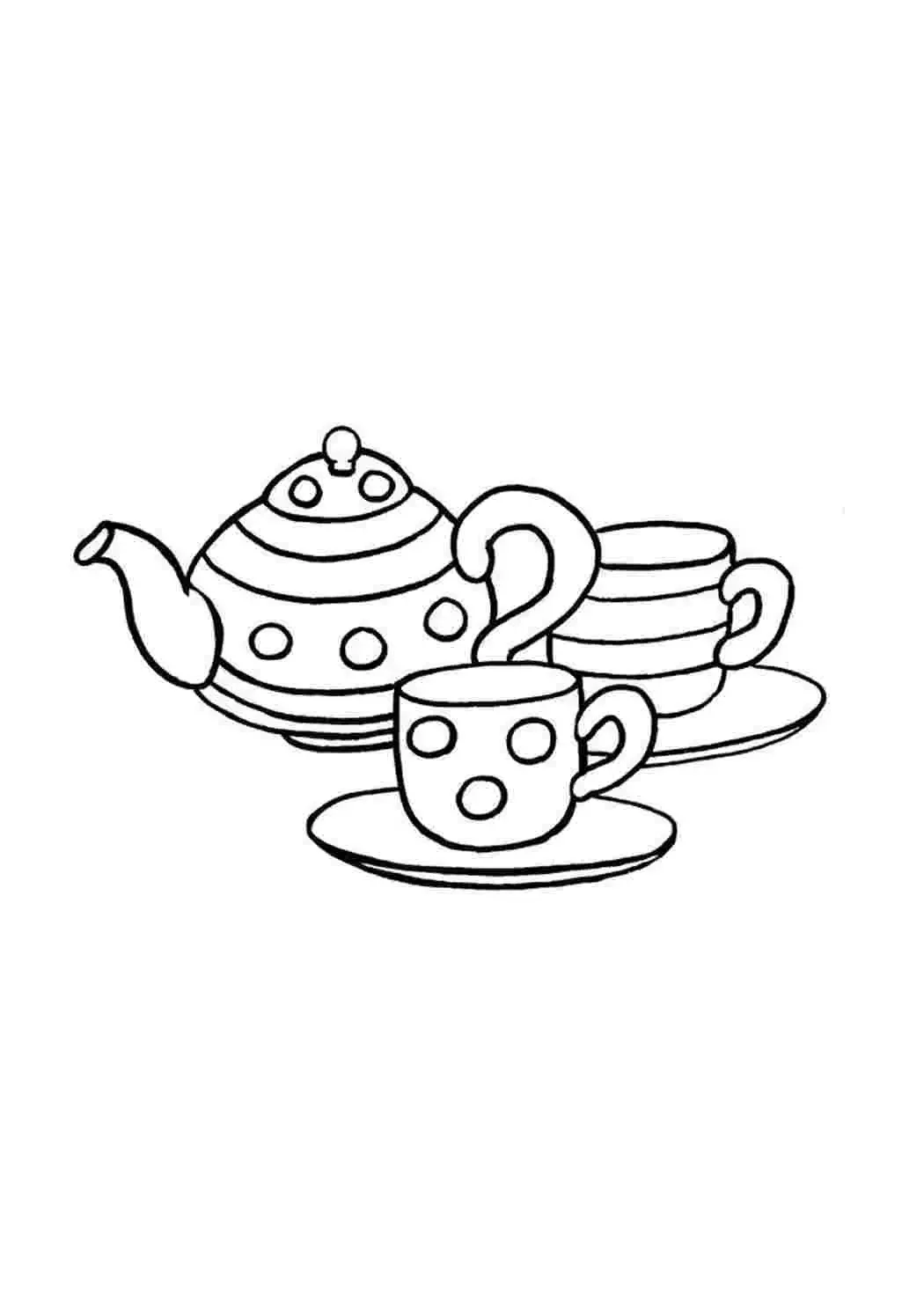 Раскраска чайный сервиз Гжель