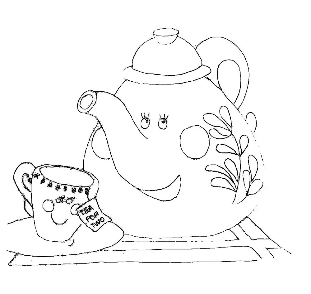 Посуда. Раскраска