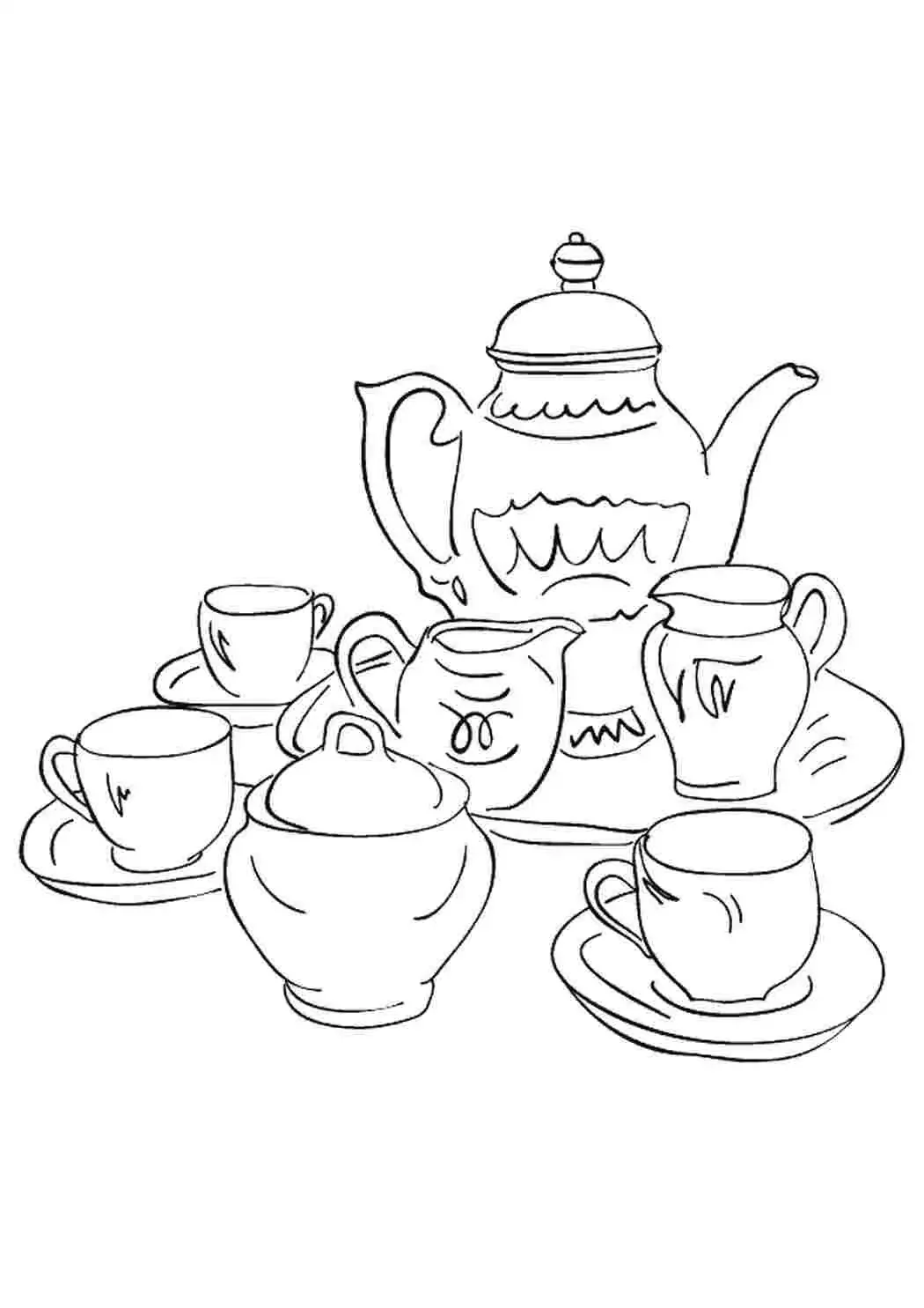 Раскраска чайник и чашка