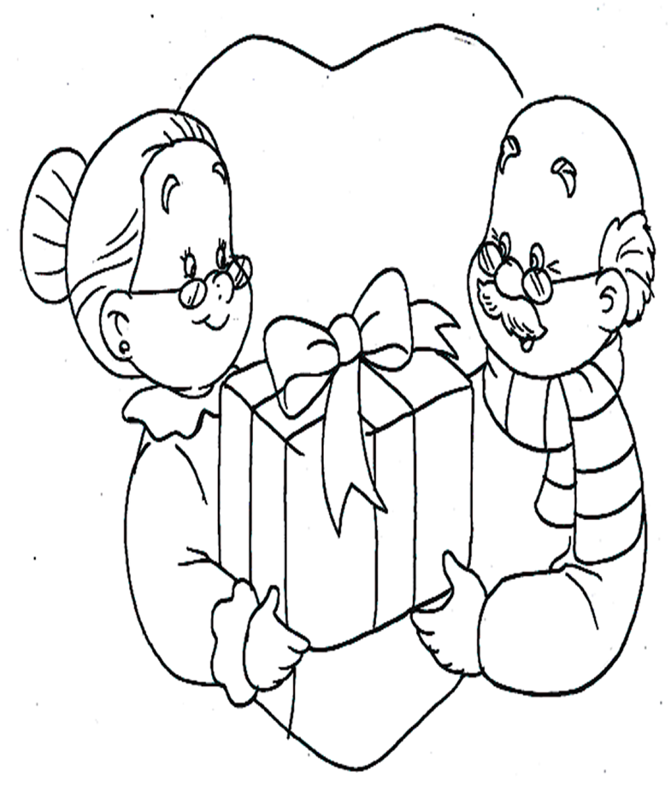 Раскраска дедушка и бабушка вместе