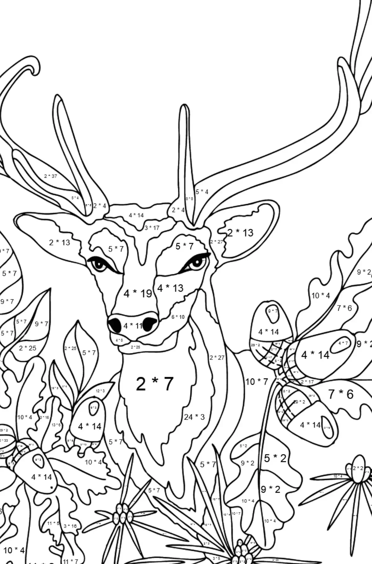 Олень раскраска сложная