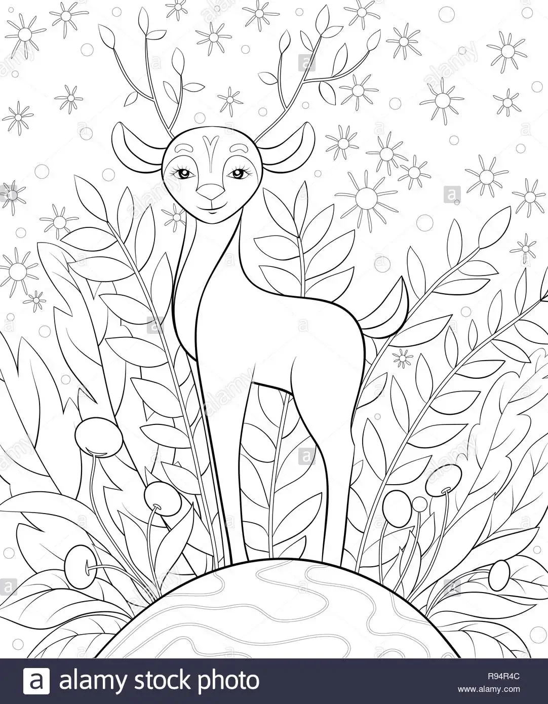 Олень с олененком раскраска