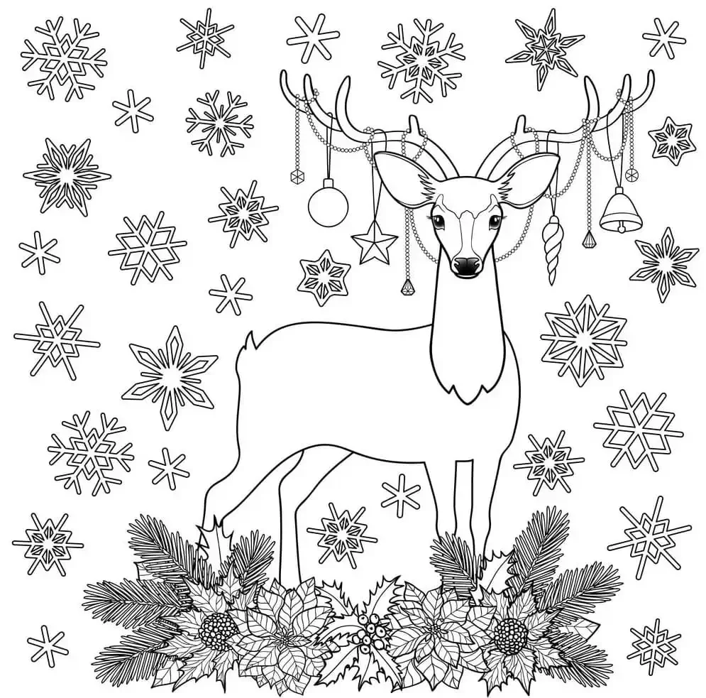 Олень раскраска
