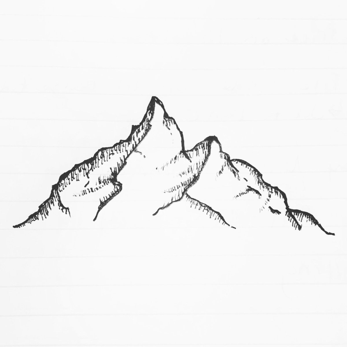 Горы рисунок чб