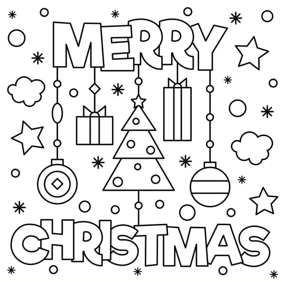 Новогодние раскраски Мэри Кристмас