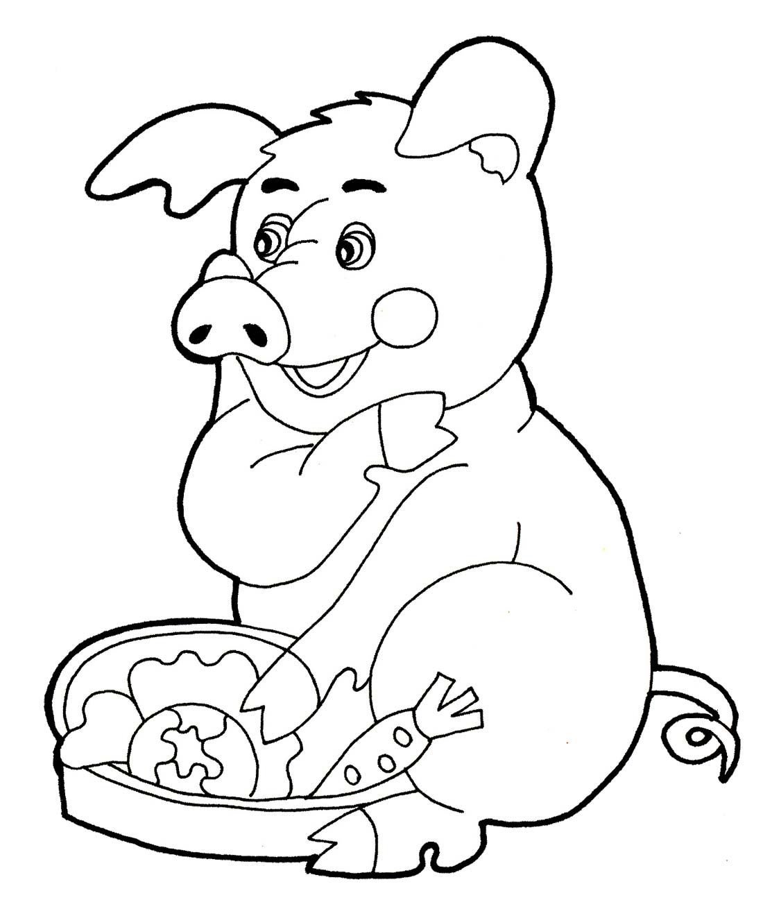 Свинья рисунок для детей карандашом