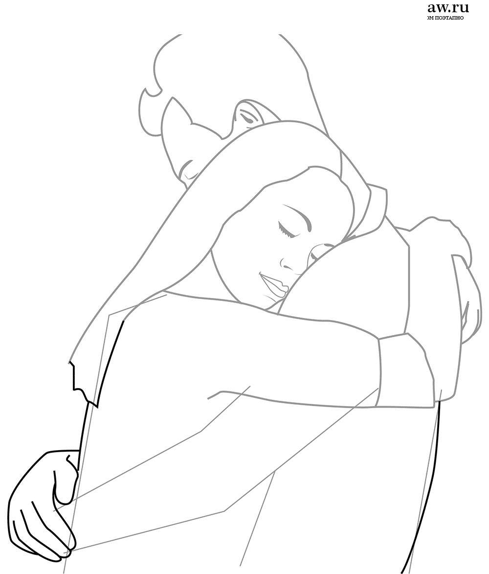Объятия раскраска