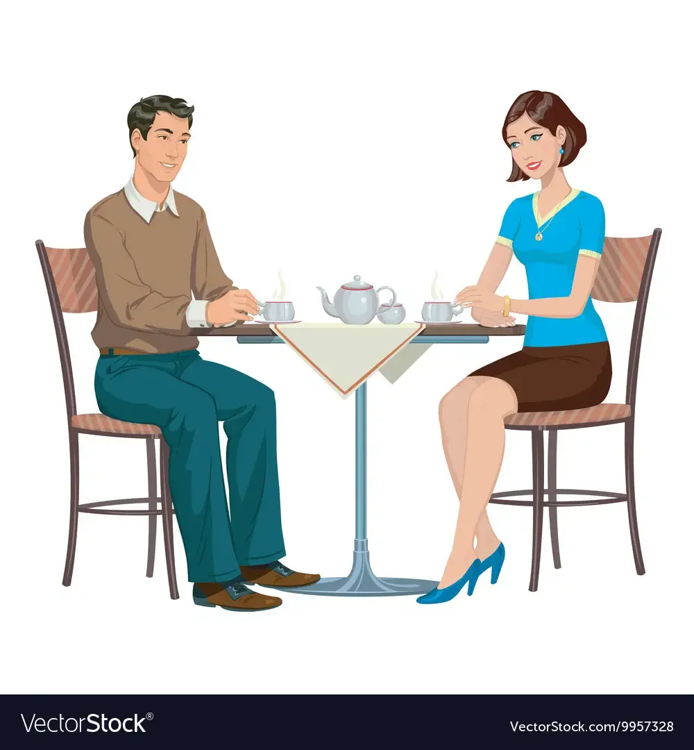 Сидит за столом