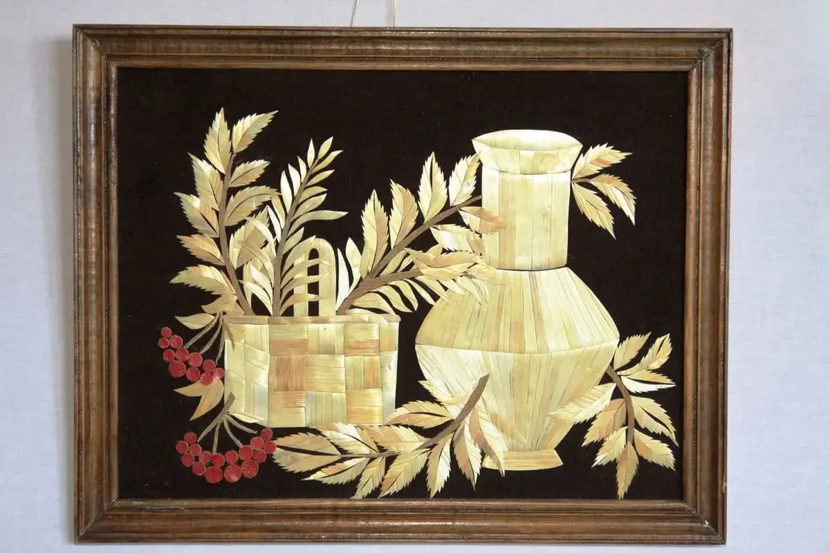 Аппликация из соломы