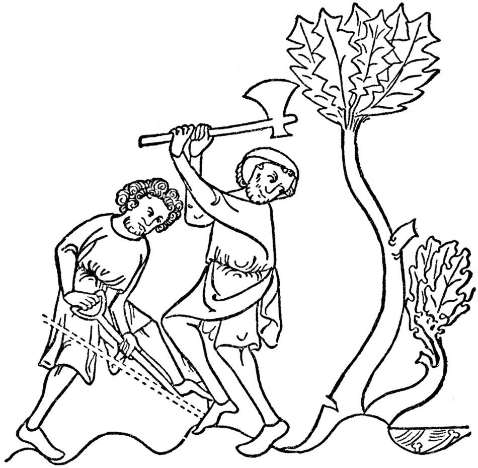 Раскраска рубят деревья