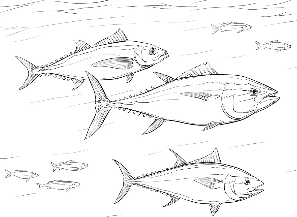 Стая рыб раскраска