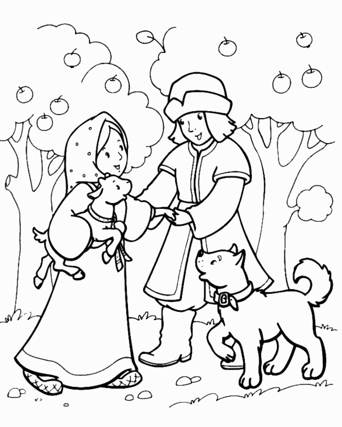 Раскраска "гуси-лебеди"