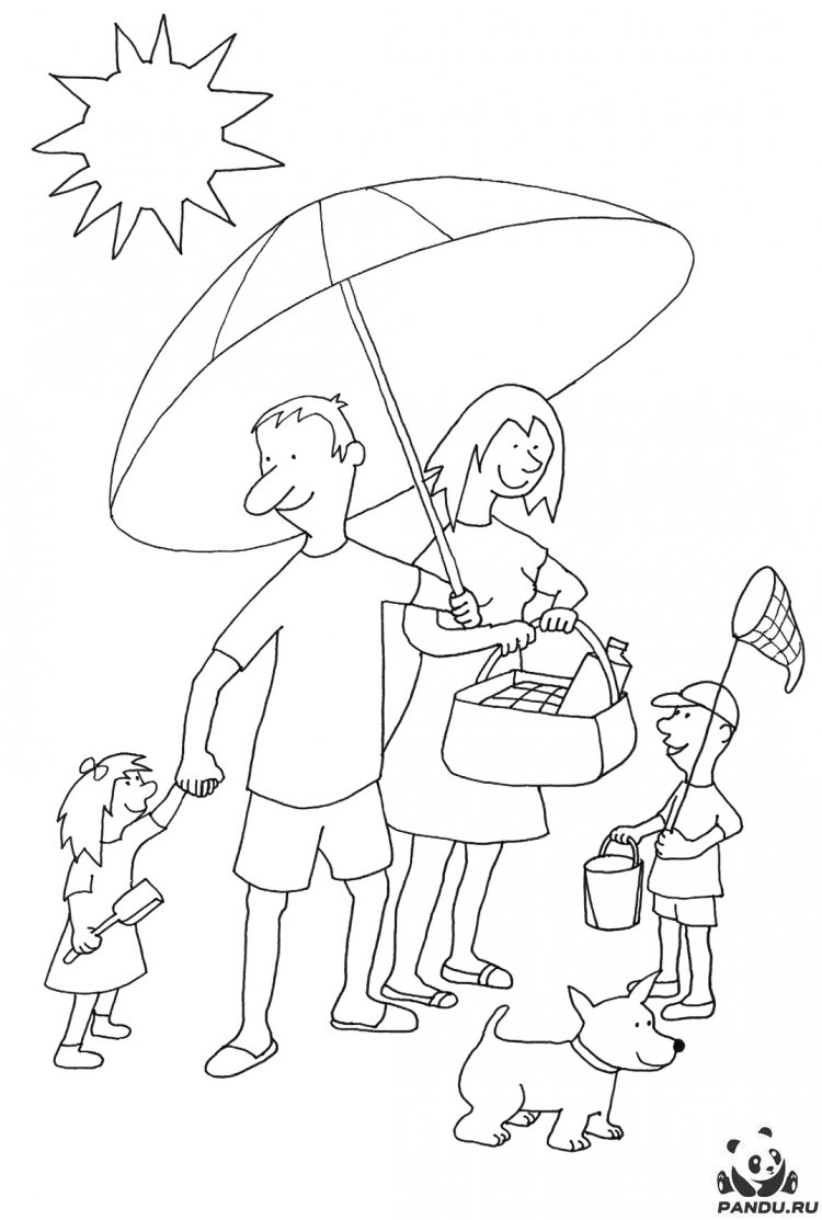 Раскраска семья на пикнике