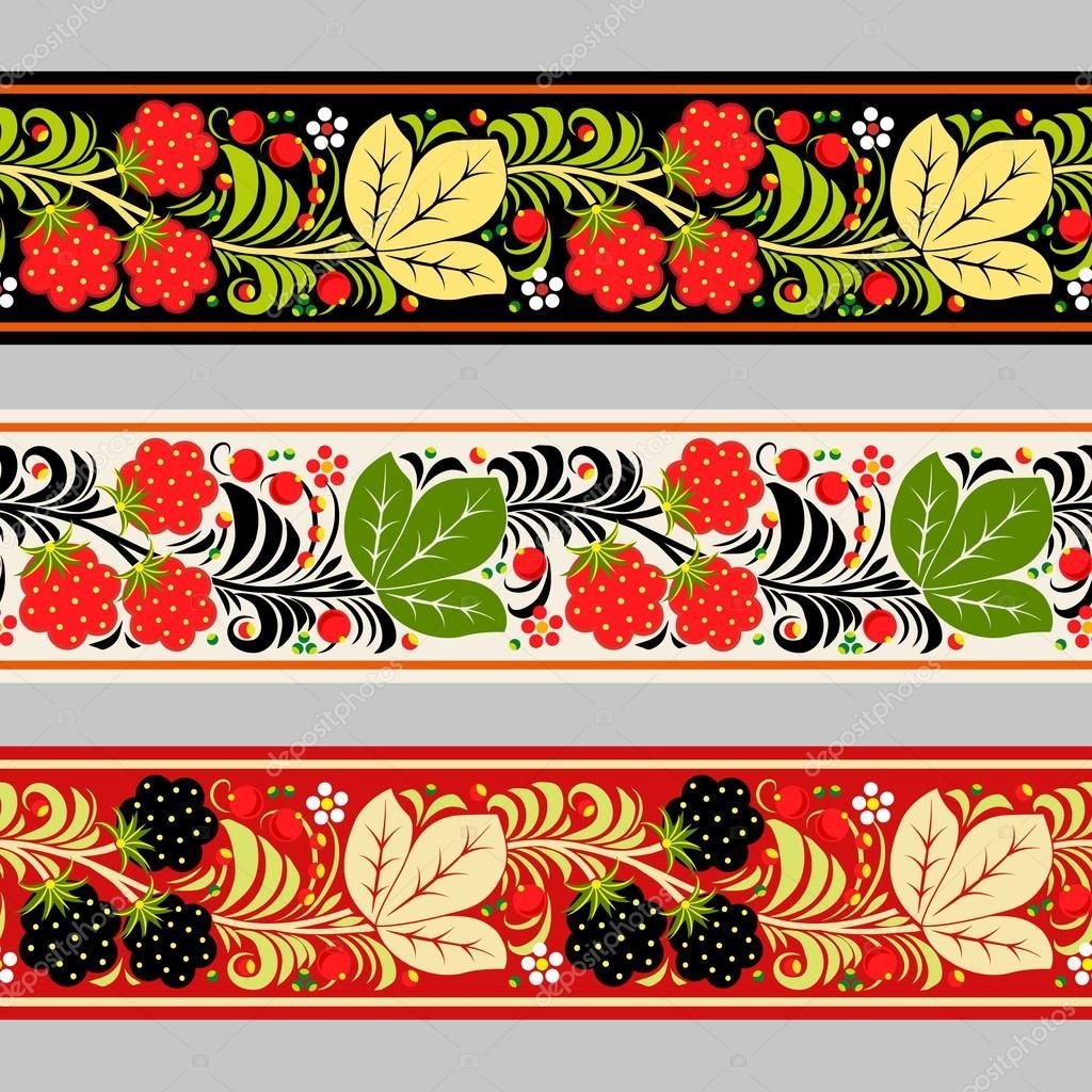 Хохлома роспись орнамент в полосе