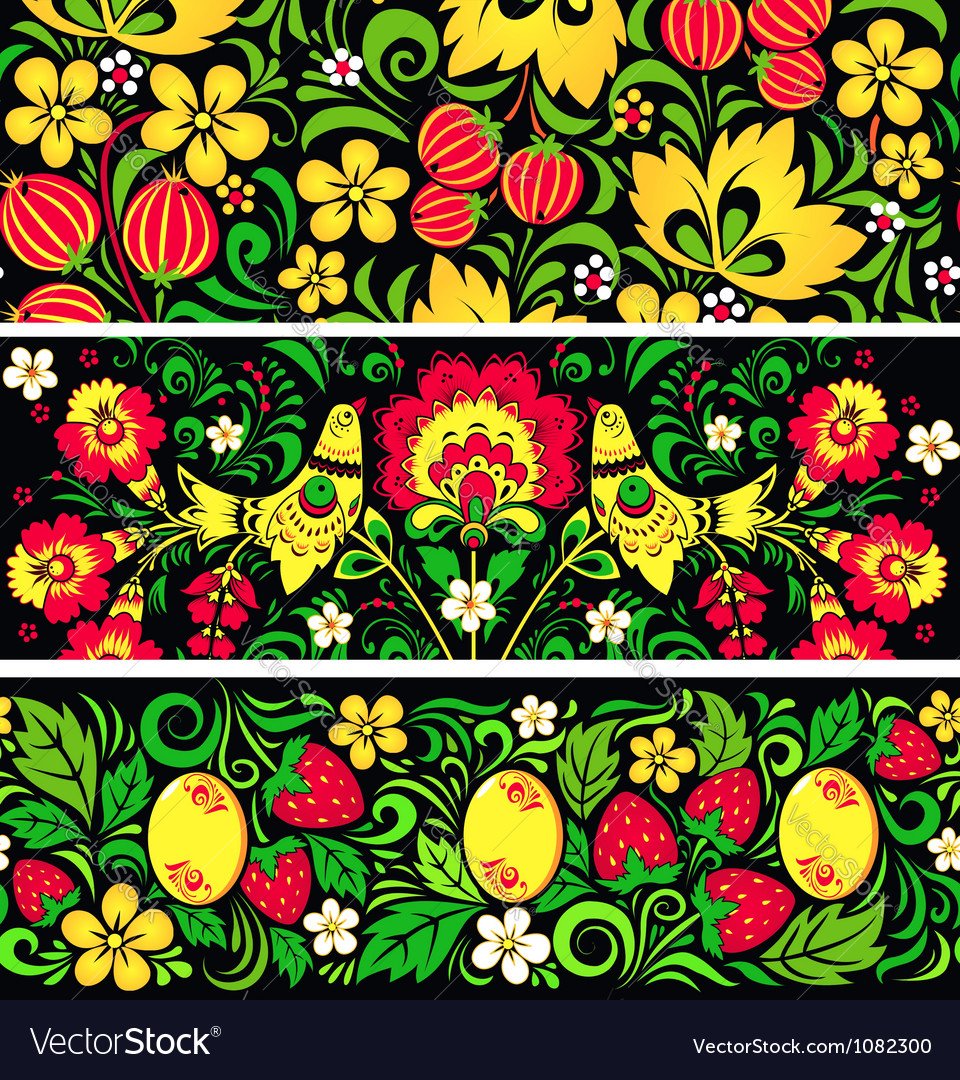 Птицы Хохлома на белом фоне