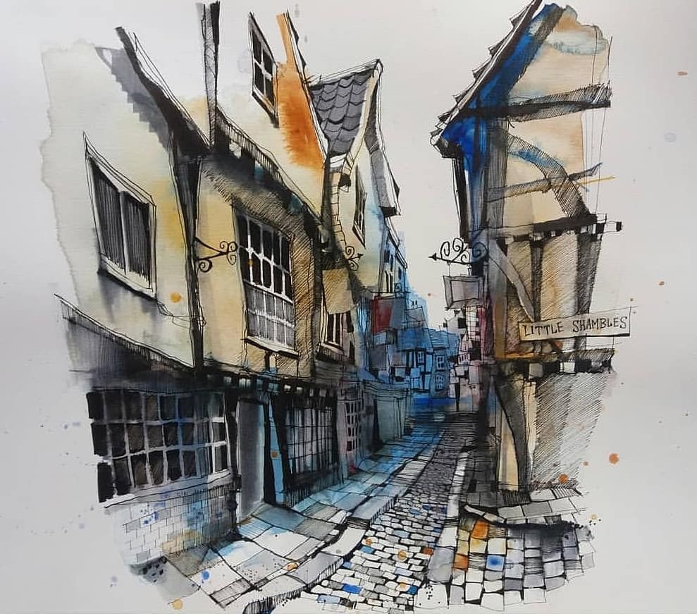 Скетч городской пейзаж