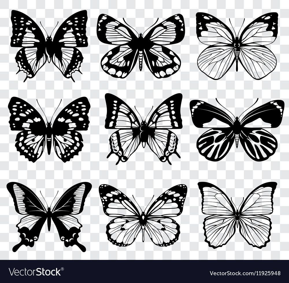 Бабочка Винтажная силуэт черный