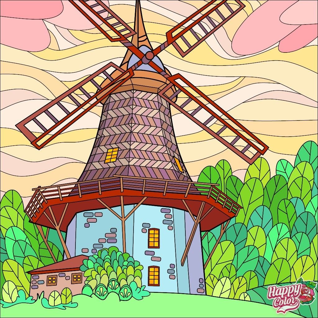 Раскраски мельница хлеб