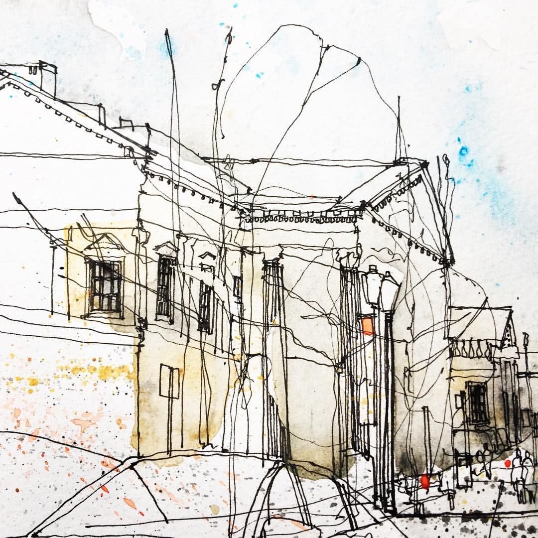 Городской пейзаж в графике легкие