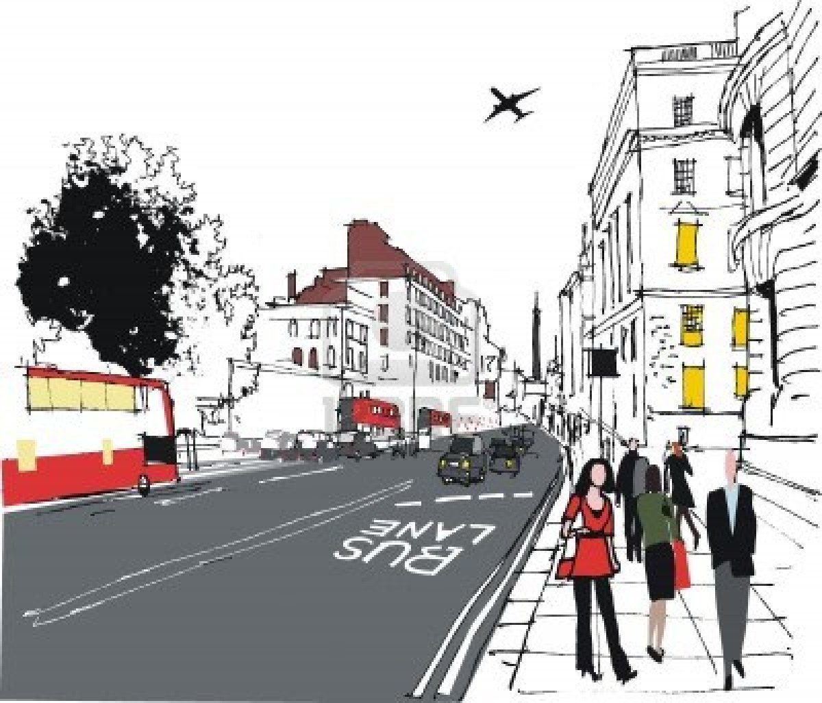 Черно белые эскиз уличного кафе