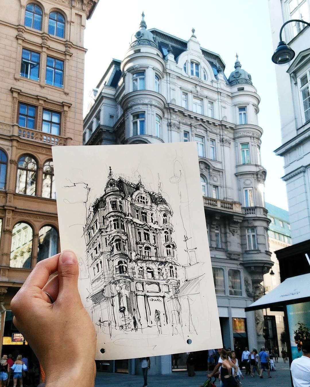 Архитектурный пейзаж в графике