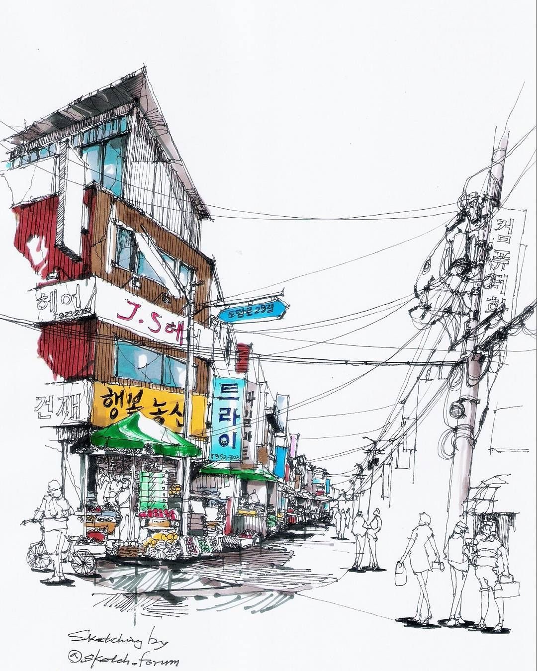 Эскиз улицы средневекового города