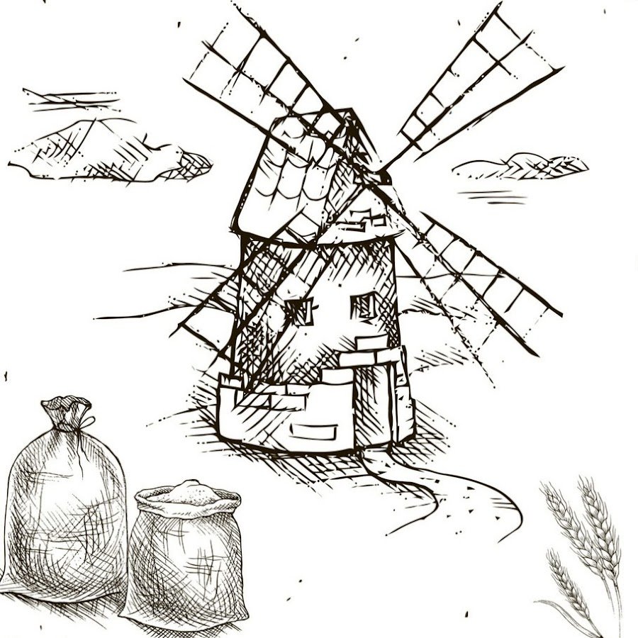 Мельница раскраска для детей