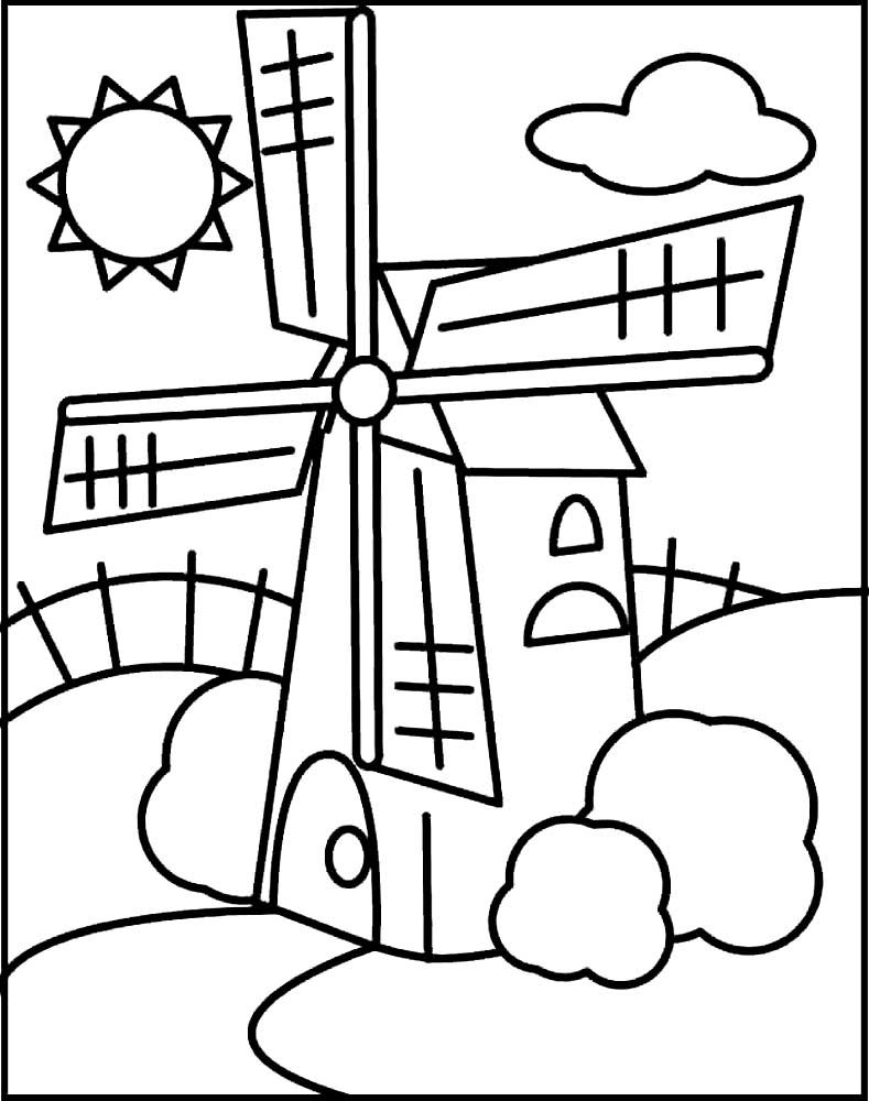 Мельница рисунок карандашом