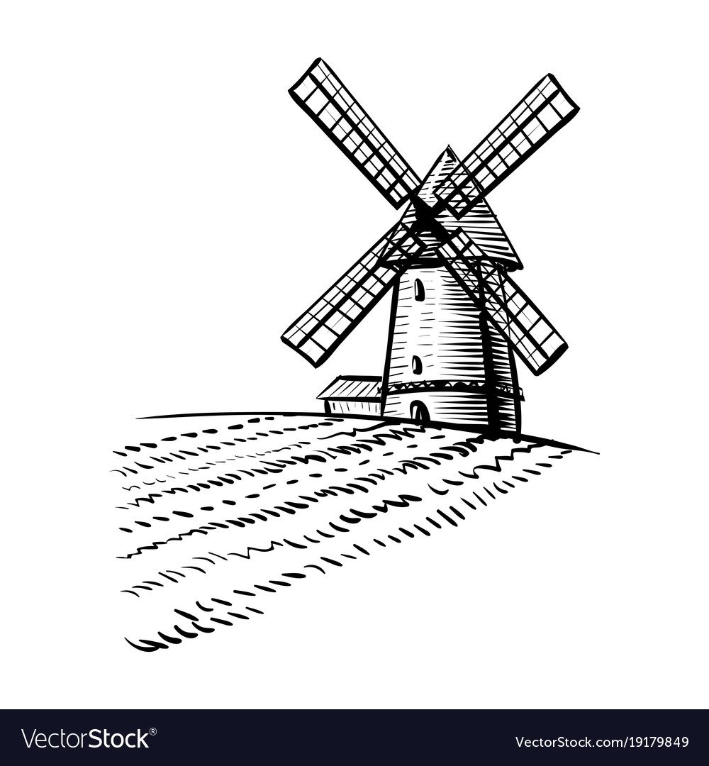 Ветряная мельница раскраска