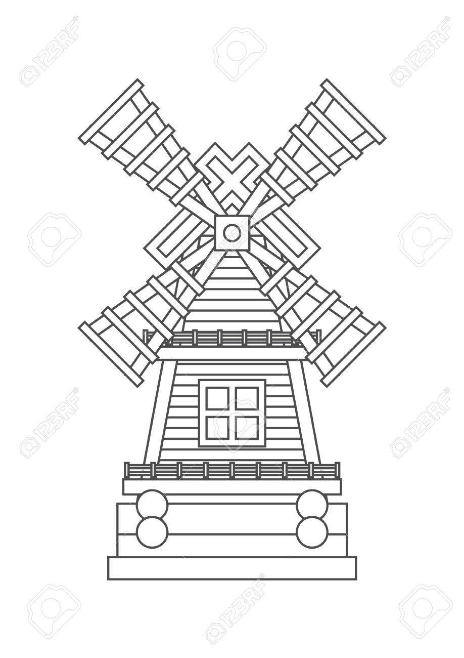 Мельница раскраска